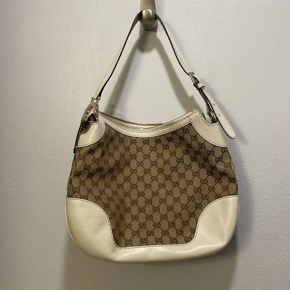 NWOT Gucci Authentic woman’s cloth and leather shoulder bag - Picture 8 of 15